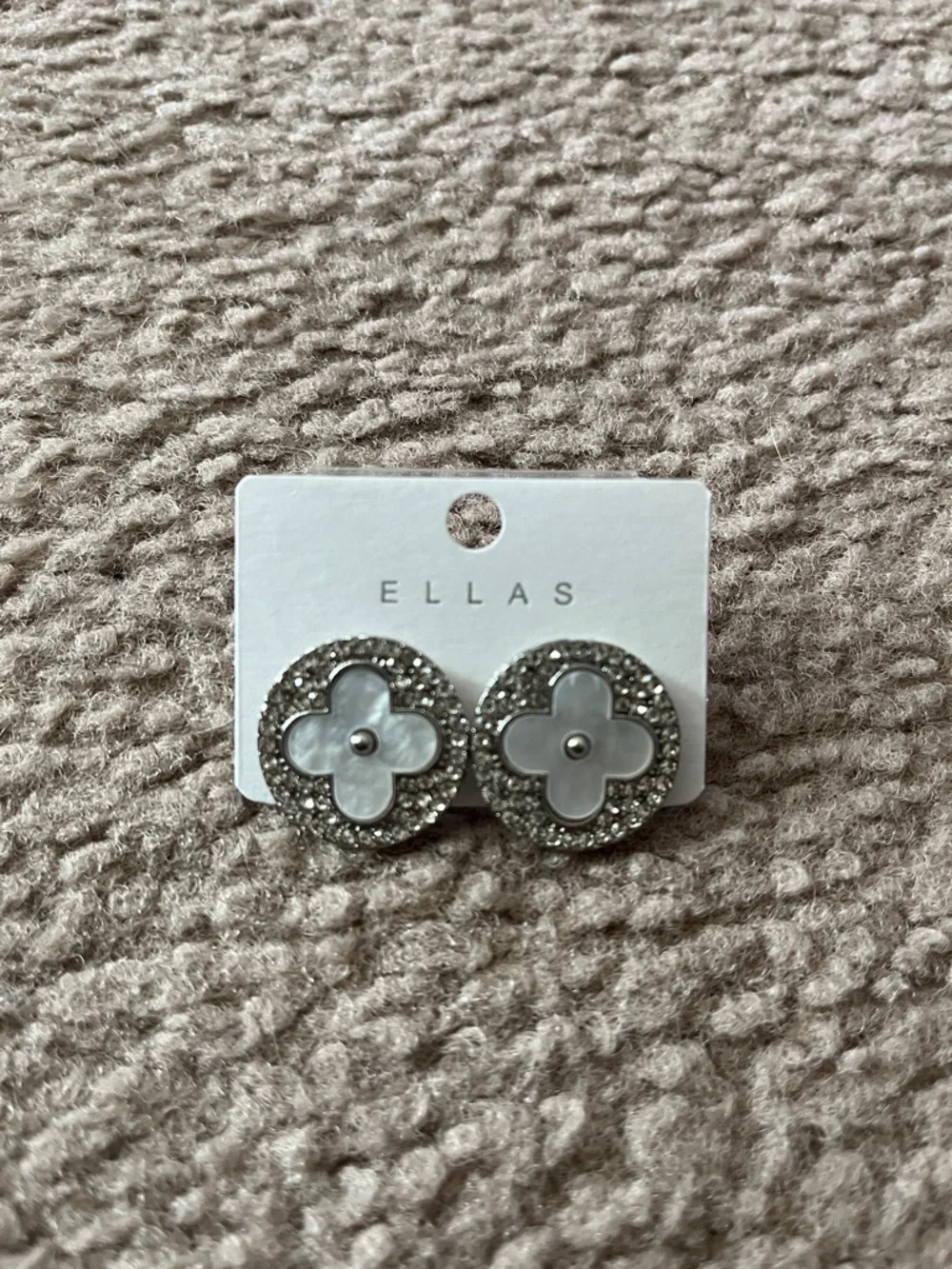 Ella Silver & White Floral Crystal Stud Earrings